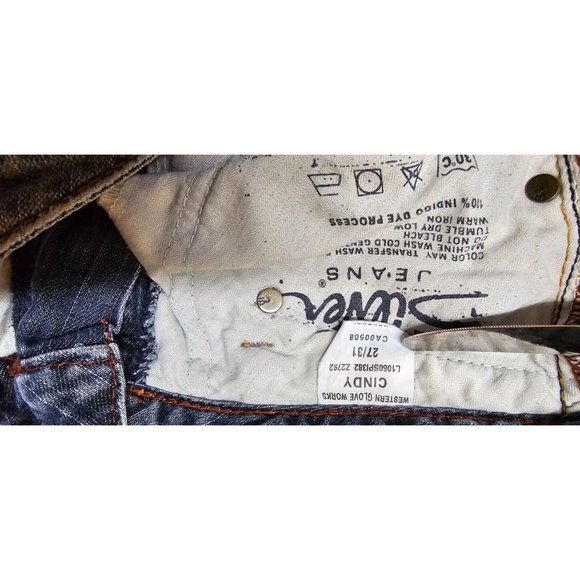 SILVER Womens CINDY 27x31 Low Rise Boot Cut Medium Wash Distressed Denim Jeans - Picture 12 of 14